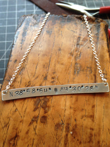 Latitude Longitude Necklace (Handmade Custom Orders)