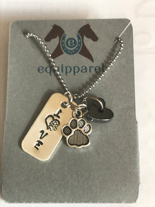 Love Paw Sterling Silver Necklace with Charm