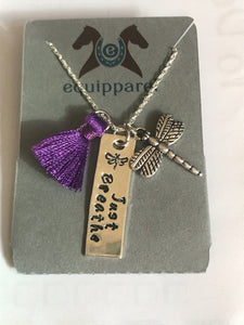 Just Breathe Necklace w/Dragonfly charm and tassel
